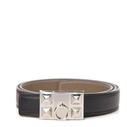 Hermes Epsom Swift 24mm Collier De Chien CDC Belt 85 Etoupe Black 1 of 6
