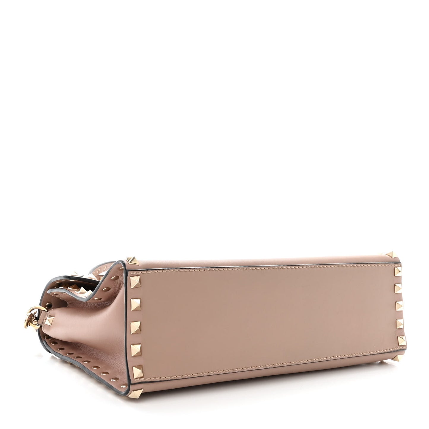 Vitello Small Rockstud Single Handle Flap Bag Poudre