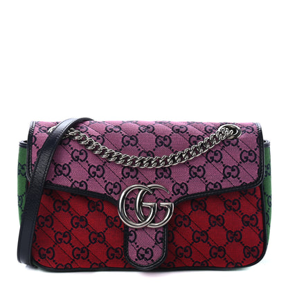 Gucci Monogram Multicolor Matelasse Diagonal Small GG Marmont Shoulder Bag Pink Blue Red Yellow Green 1 of 4