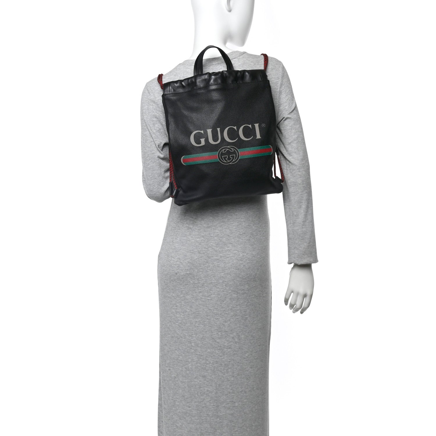 Gucci Calfskin Logo Drawstring Backpack Black 2 of 12