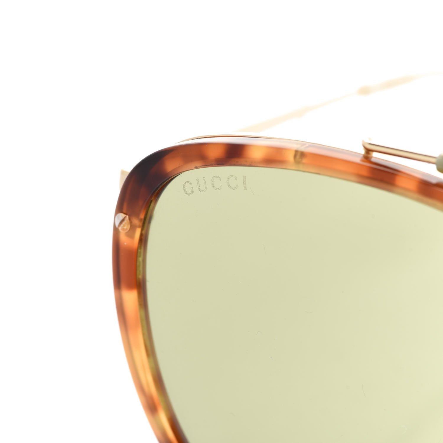 Gucci Aviator Sunglasses GG0672S Havana Gold Green 7 of 8