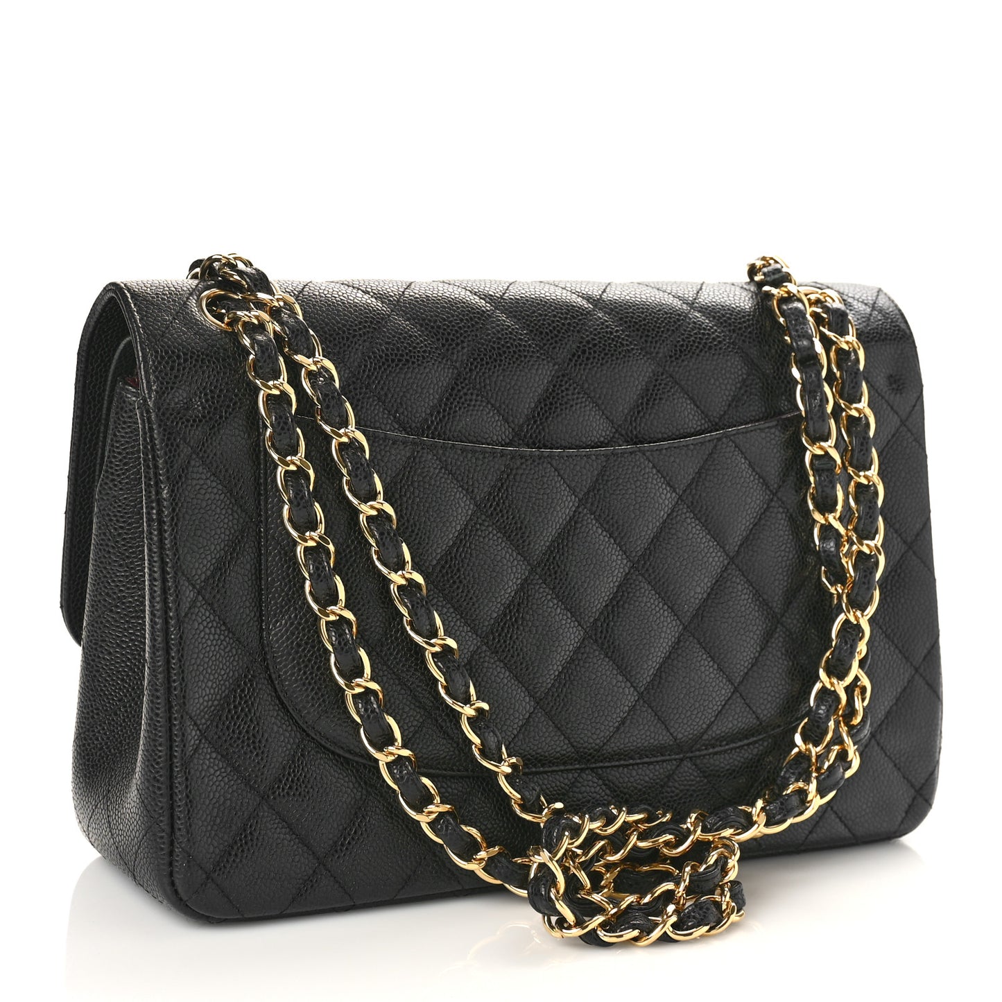 Caviar Quilted Jumbo Double Flap Black