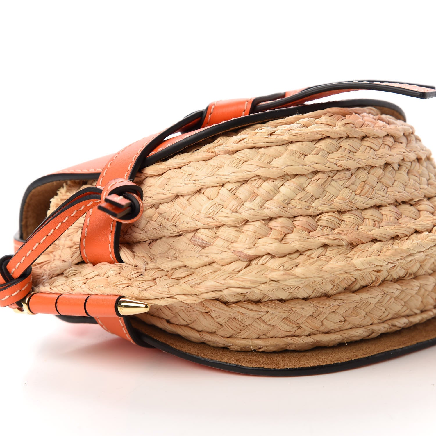 Loewe Calfskin Raffia Mini Gate Crossbody Bag Light Natural Orange 6 of 11