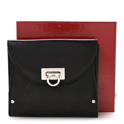 Salvatore Ferragamo Calfskin Gancini French Wallet Black 12 of 12