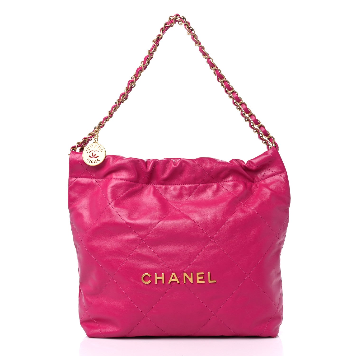Chanel Shiny Calfskin Quilted Small Chanel 22 Fuchsia 3 of 10