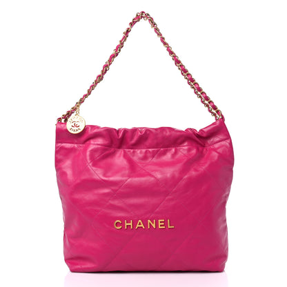 Chanel Shiny Calfskin Quilted Small Chanel 22 Fuchsia 3 of 10