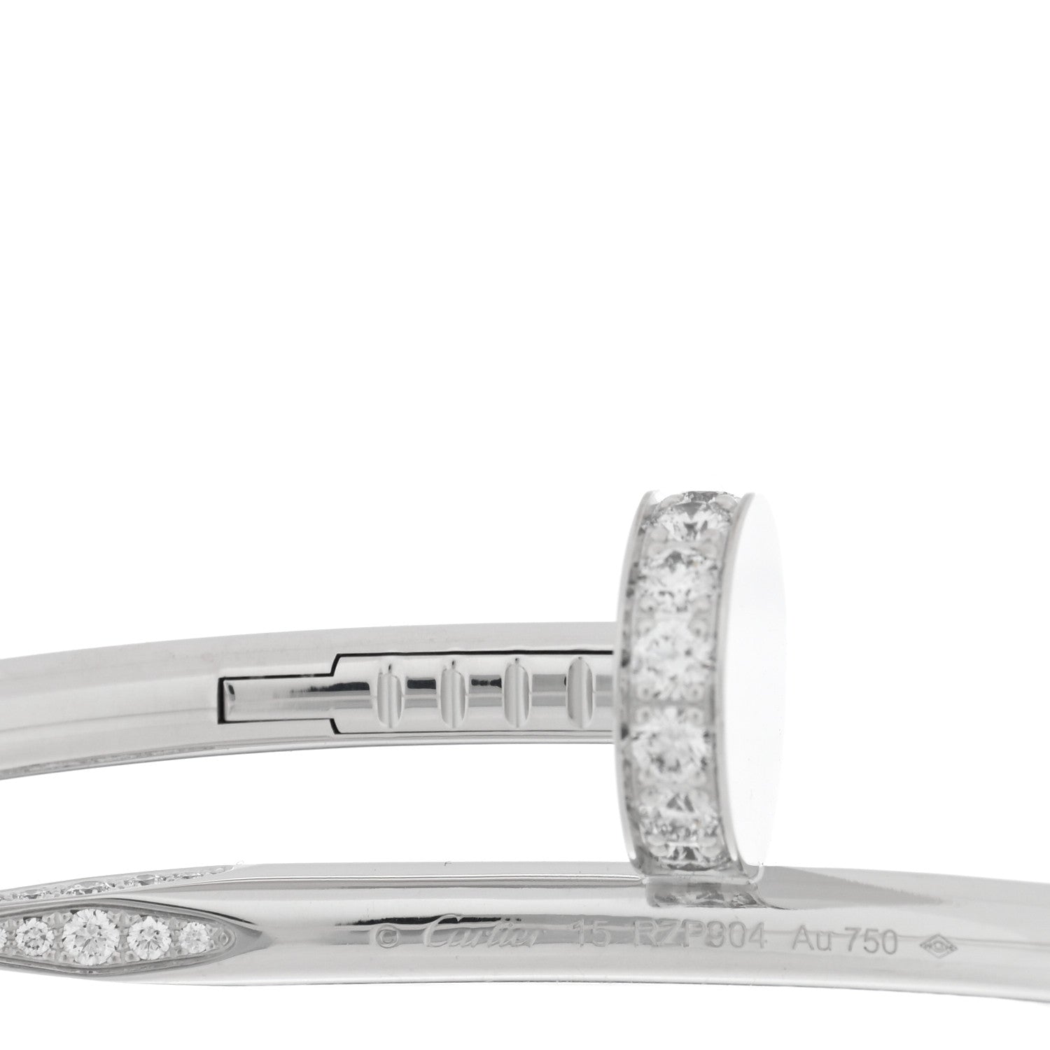 Cartier 18K White Gold Diamond Juste Un Clou Bracelet 15 3 of 5