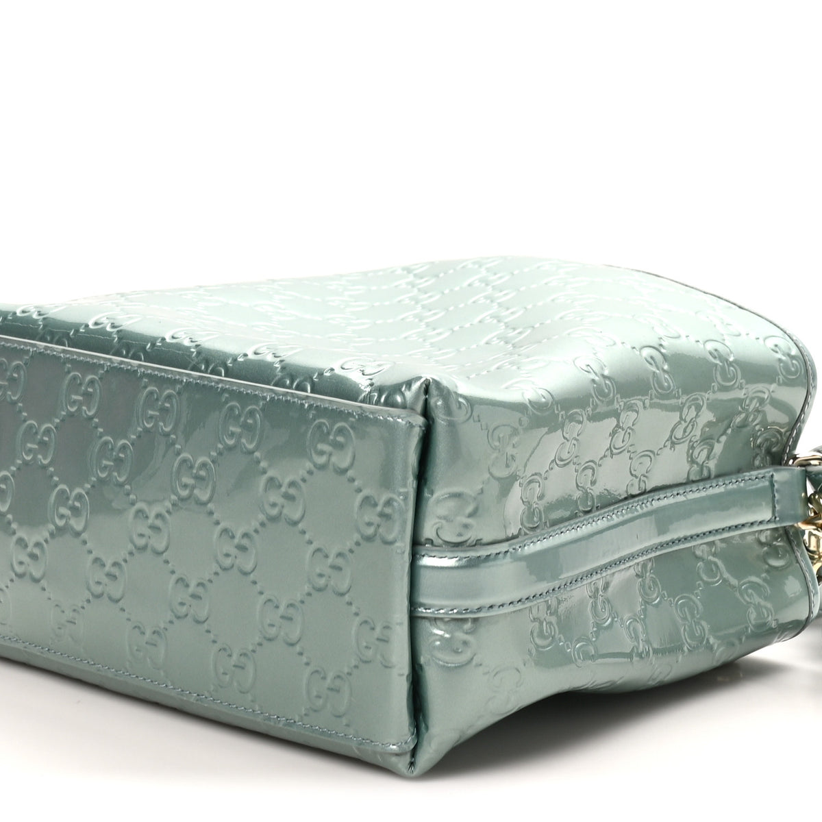 Patent GG Emblem Small Bucket Bag Light Blue