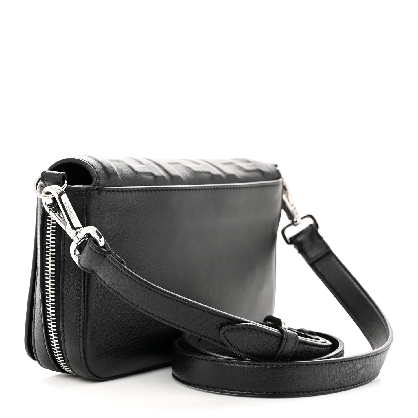Nappa FF 1974 Embossed Mini Expandable Flap Bag Black