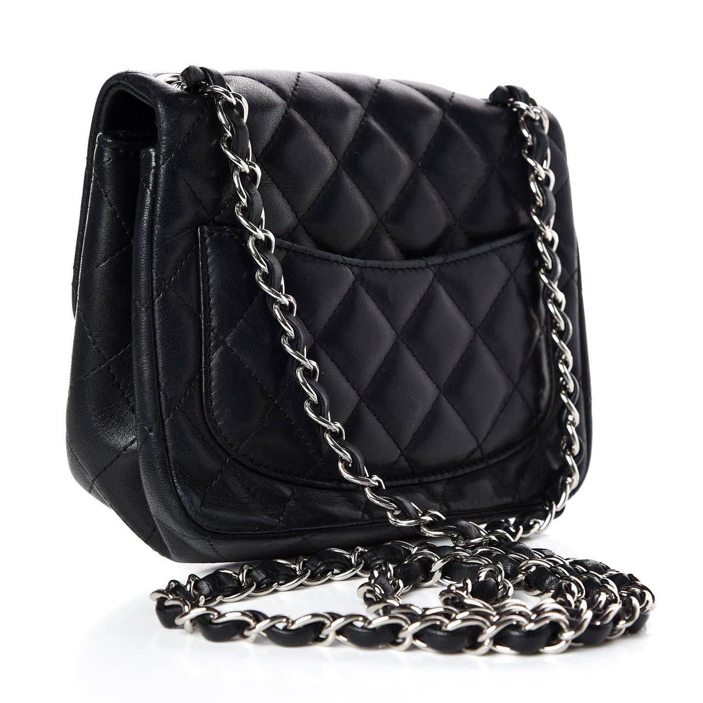 Lambskin Quilted Mini Square Flap Black