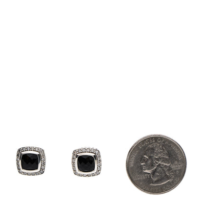 David Yurman Sterling Silver Diamond Black Onyx 7mm Albion Earrings 2 of 4