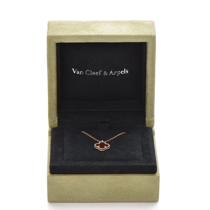 Van Cleef & Arpels 18K Rose Gold Carnelian Sweet Alhambra Pendant Necklace 8 of 8