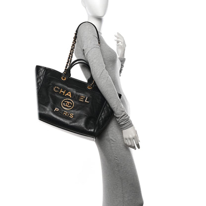 Chanel Aged Calfskin Medium Charms Deauville Tote Black 2 of 11