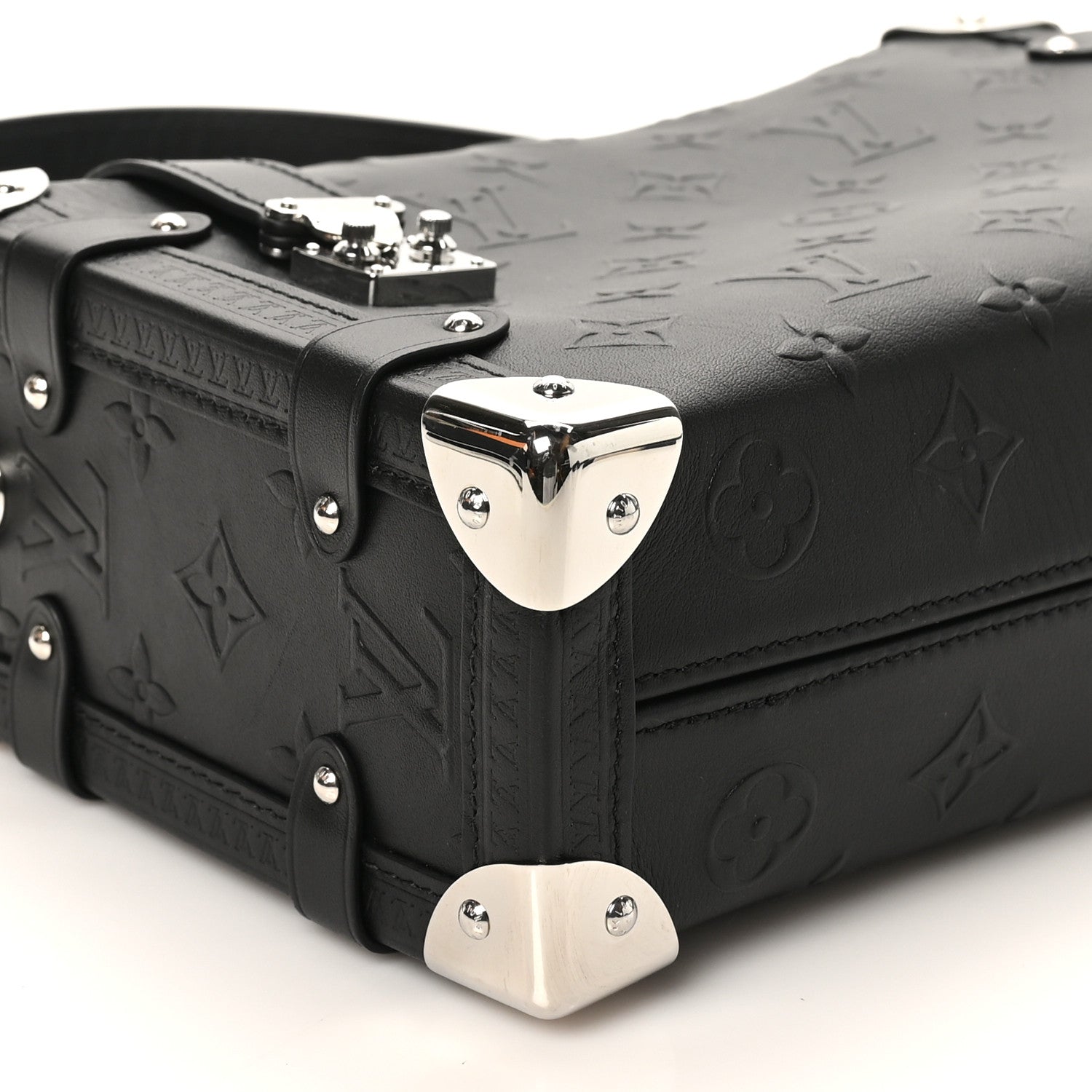 Louis Vuitton Calfskin Debossed Monogram Side Trunk Black 8 of 10