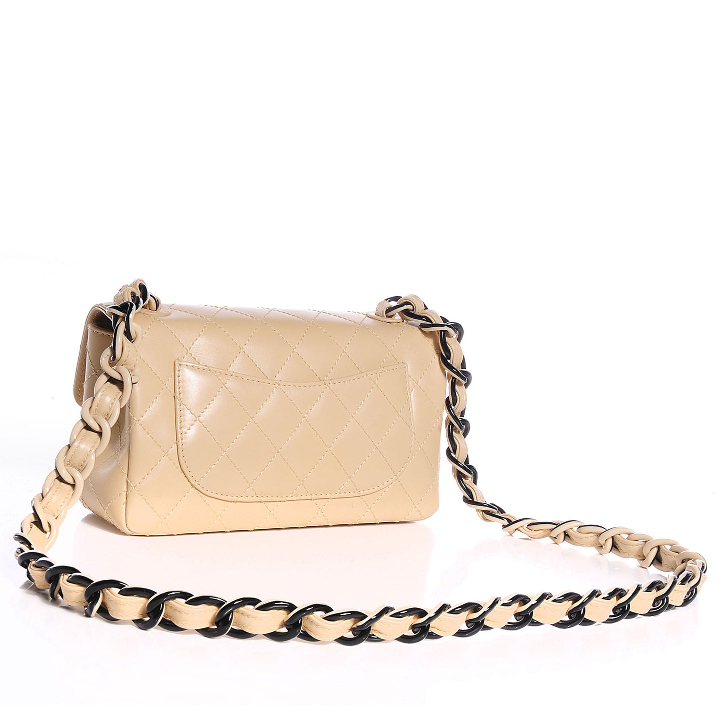 Lambskin Bekko Resin Small Single Flap Beige