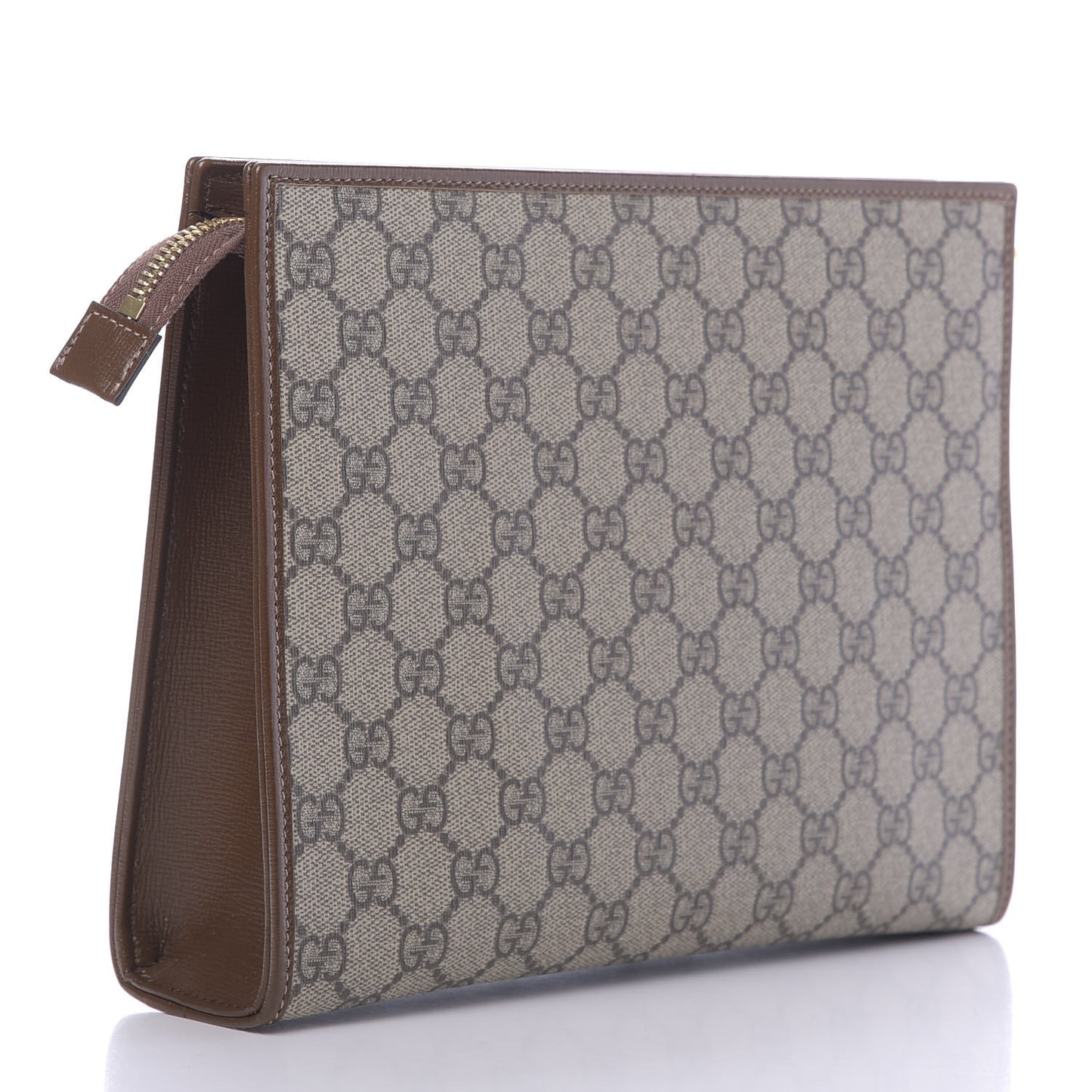 GG Supreme Monogram Horsebit 1955 Zip Pouch Beige Brown Sugar
