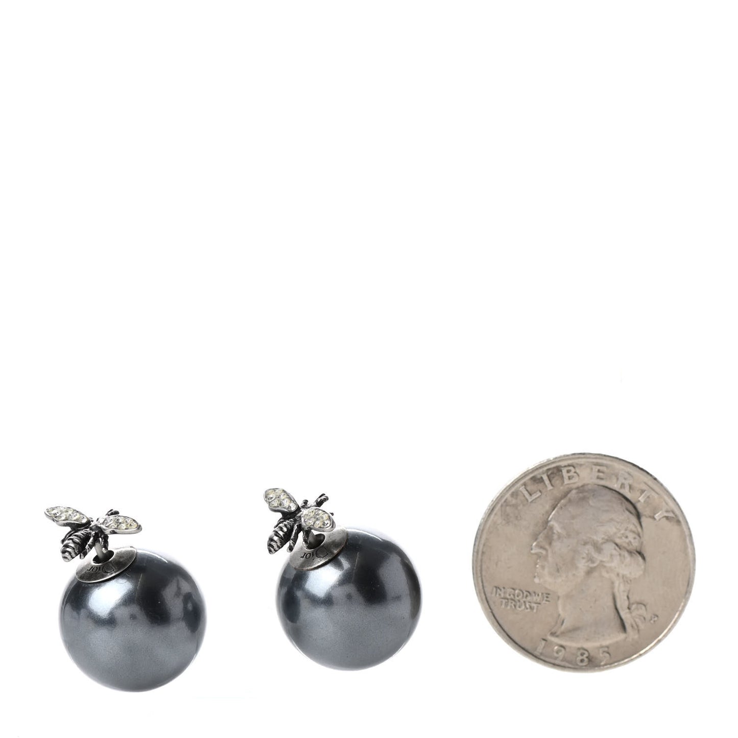 Pearl Crystal Bee Mise En Dior Tribal Earrings Grey