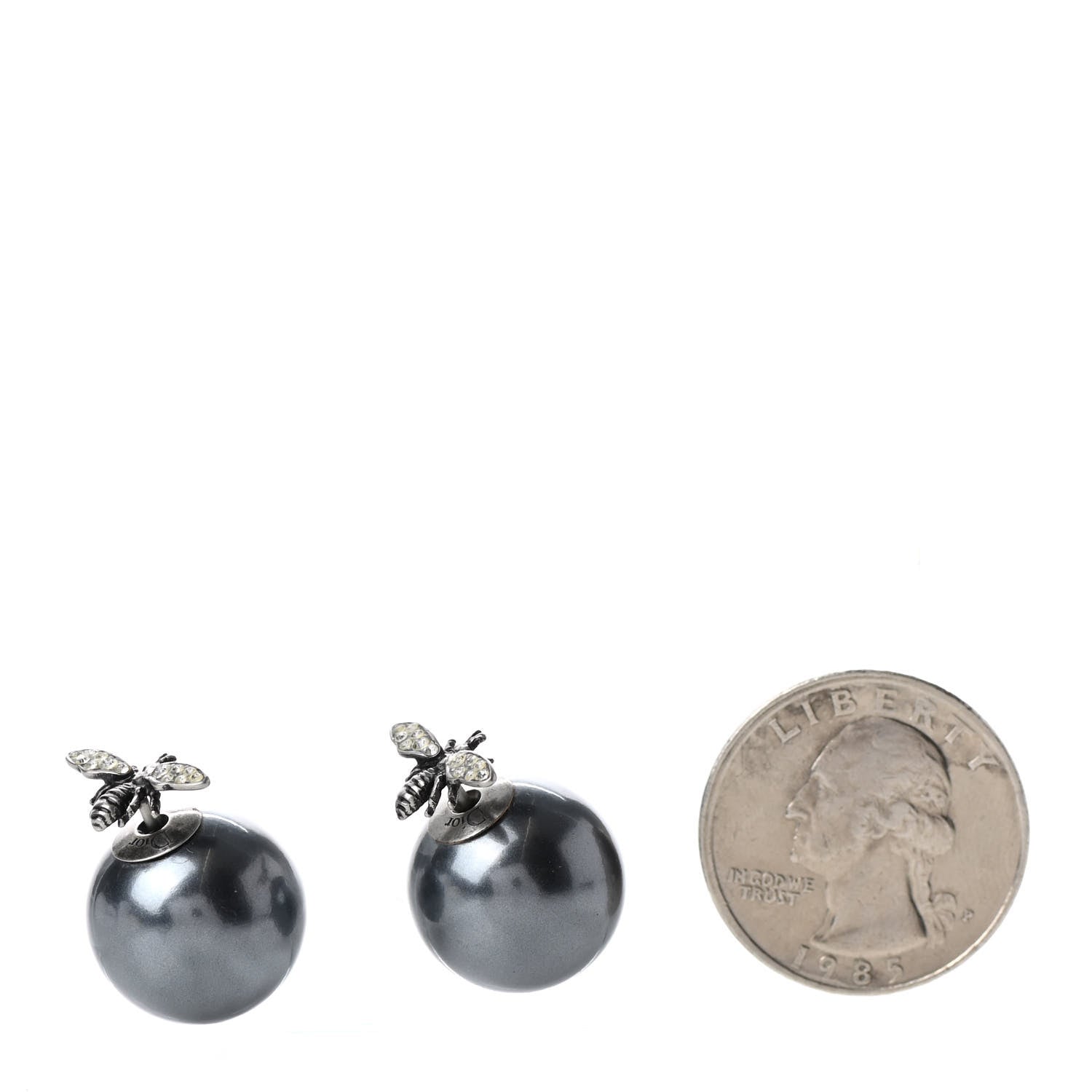 Christian Dior Pearl Crystal Bee Mise En Dior Tribal Earrings Grey 2 of 4