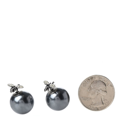 Christian Dior Pearl Crystal Bee Mise En Dior Tribal Earrings Grey 2 of 4