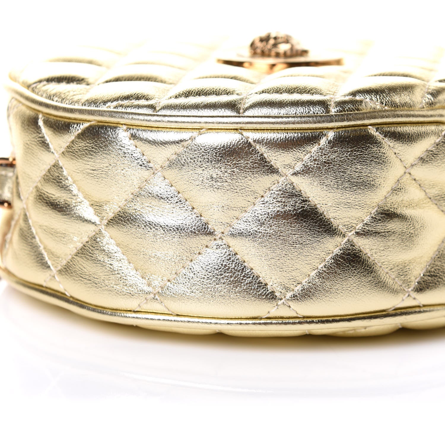 Versace Metallic Nappa Quilted La Medusa Round Camera Bag Gold 10 of 11