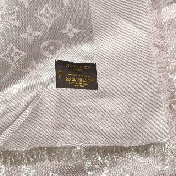 Silk Wool Monogram Shawl Beige