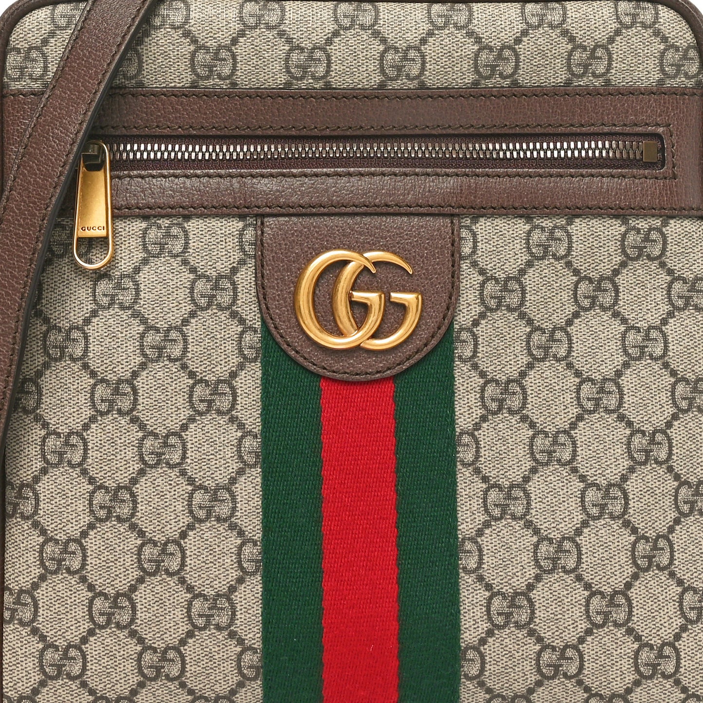 GG Supreme Monogram Web Small Ophidia Messenger Bag Brown