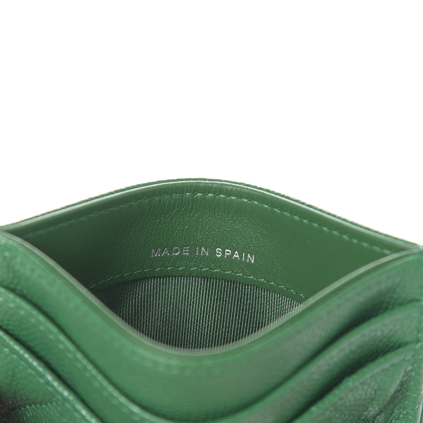Caviar Quilted Card Holder Green