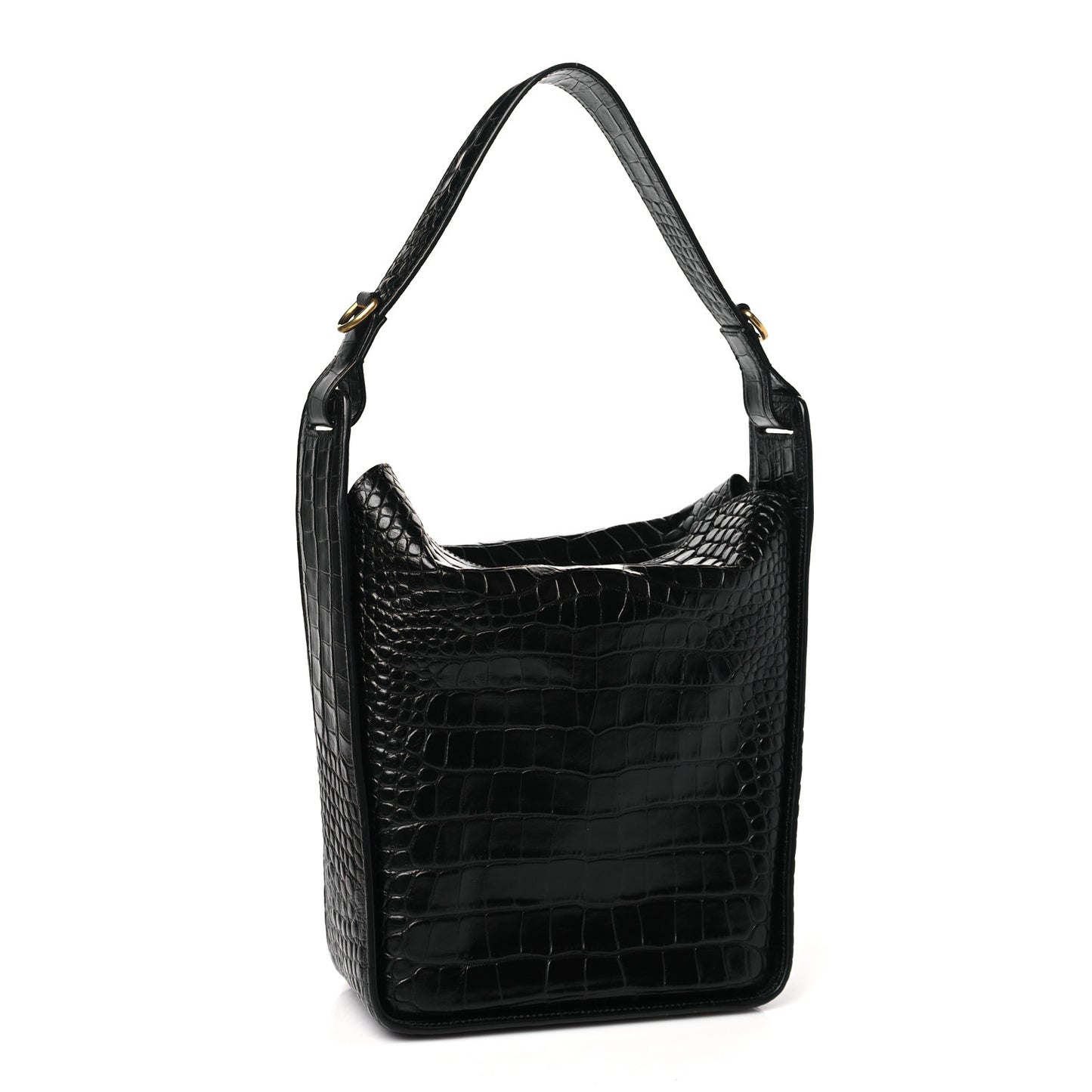 Extra Supple Calfskin Crocodile Embossed Small Tool 2.0 North-South Tote Black