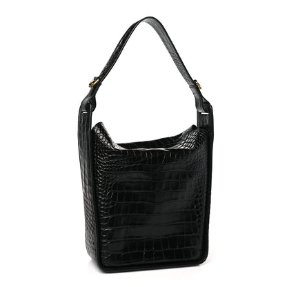 Balenciaga Extra Supple Calfskin Crocodile Embossed Small Tool 2.0 North-South Tote Black 4 of 11