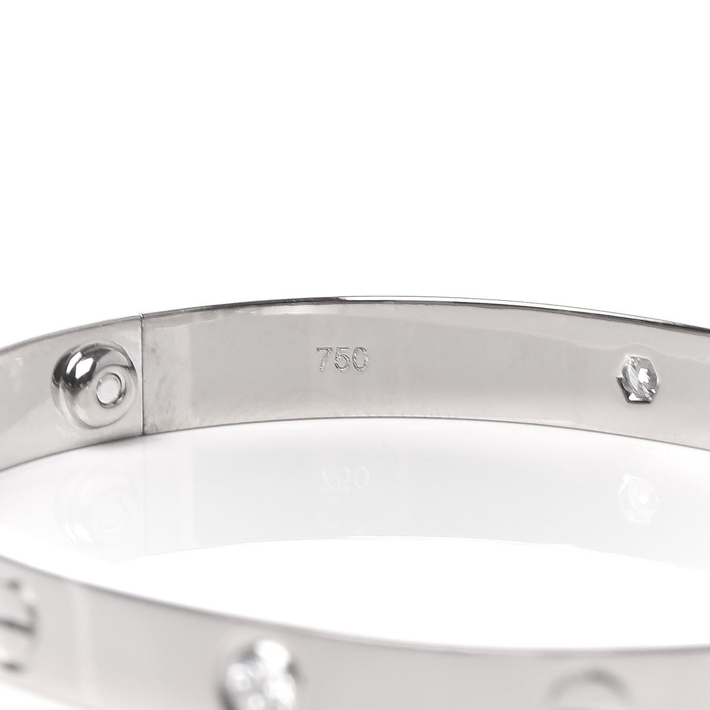 18K White Gold 4 Diamond LOVE Bracelet 17