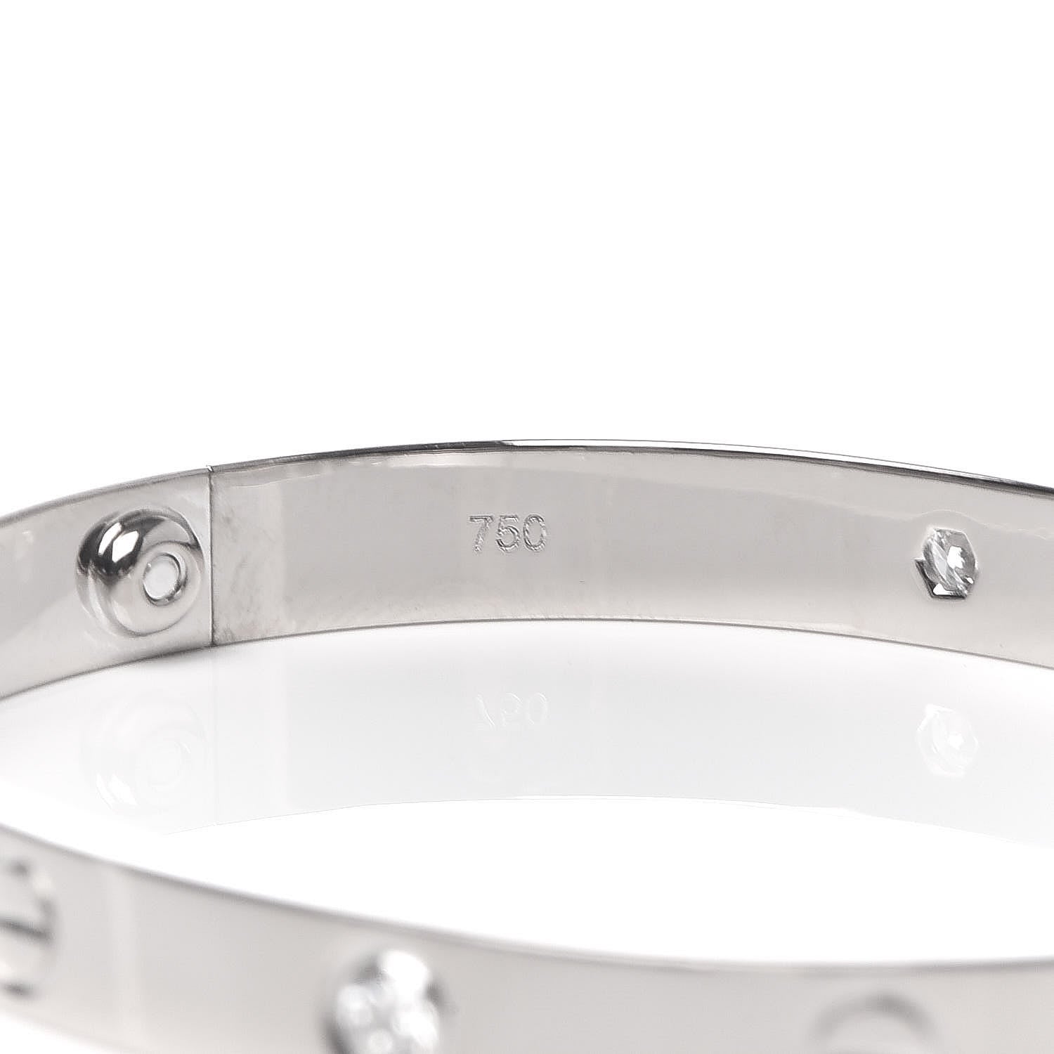 Cartier 18K White Gold 4 Diamond LOVE Bracelet 17 4 of 6