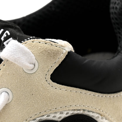 Chanel Mesh Suede Calfskin Grained Calfskin Womens CC Sneakers 39.5 White Black 13 of 14
