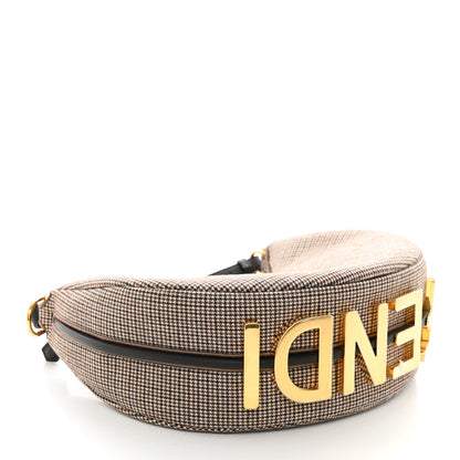 Fendi Wool Vitello Grace Small Houndstooth Small Fendigraphy Hobo Bag Beige Ebano 4 of 13