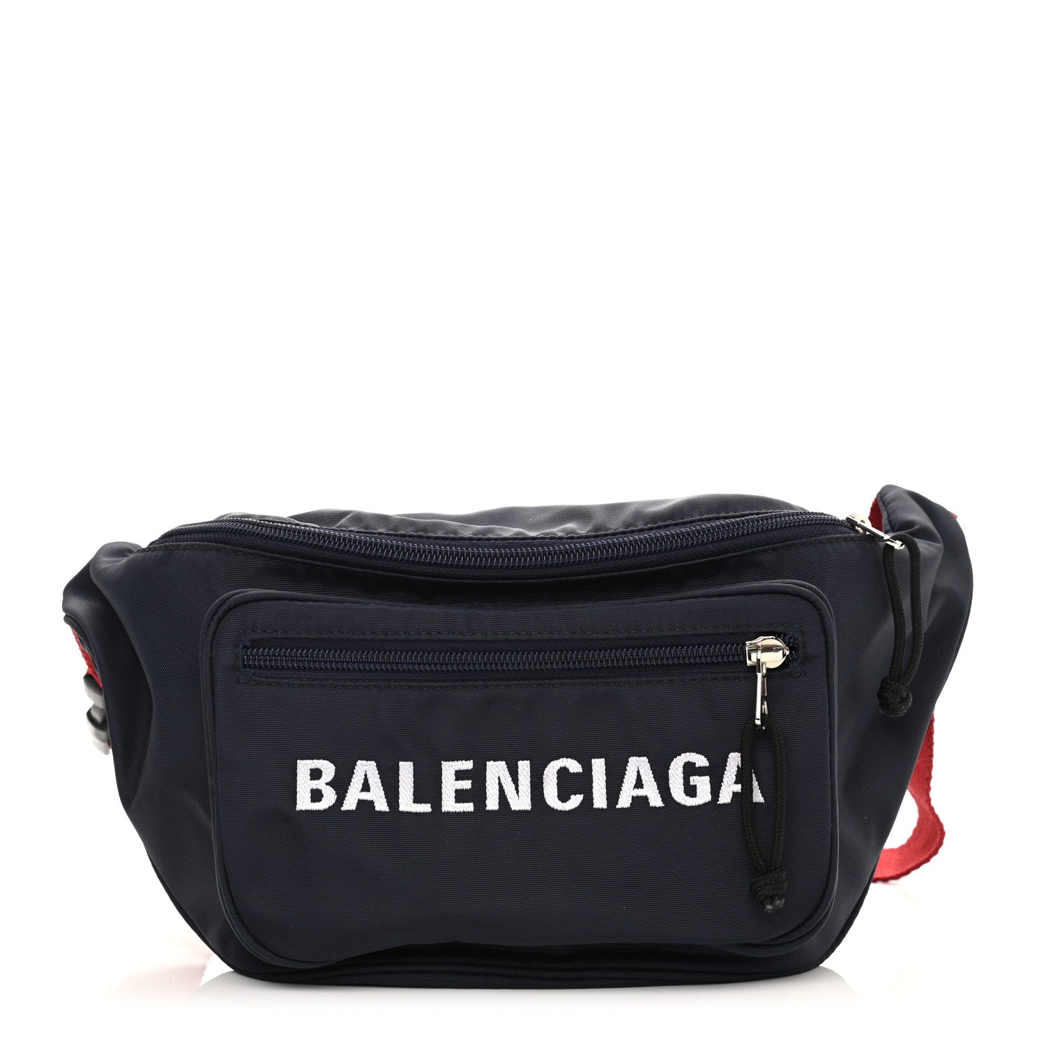 Balenciaga Sport Nylon Logo Embroidered Wheel Beltpack Navy Blue Red 1 of 10