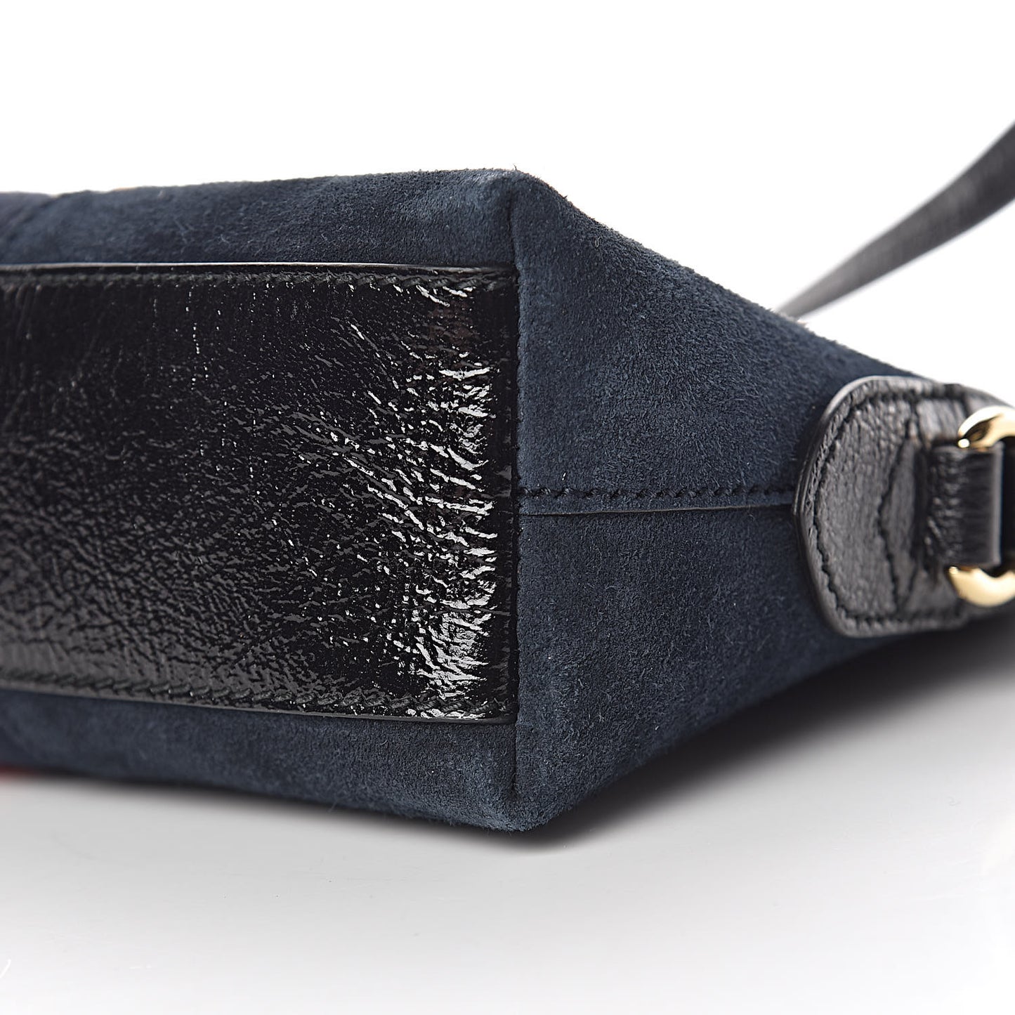 Suede Patent Dragon Embroidered Small Ophidia Dome Shoulder Bag Blue Multicolor Black