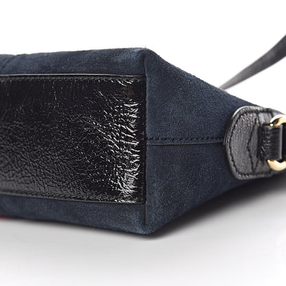 Gucci Suede Patent Dragon Embroidered Small Ophidia Dome Shoulder Bag Blue Multicolor Black 11 of 11