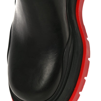 Bottega Veneta Calfskin The Tire Chelsea Boots 36.5 Black Bright Red 18 of 26