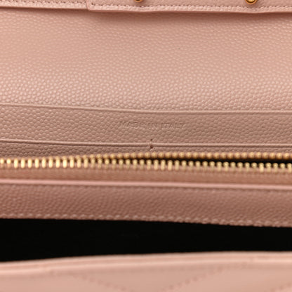 Saint Laurent Grain De Poudre Matelasse Chevron Monogram Chain Wallet Pale Pink 7 of 13