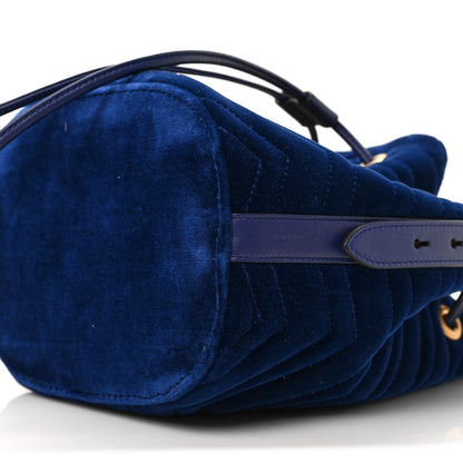 Gucci Velvet Matelasse GG Marmont Bucket Bag Cobalt Blue 9 of 9