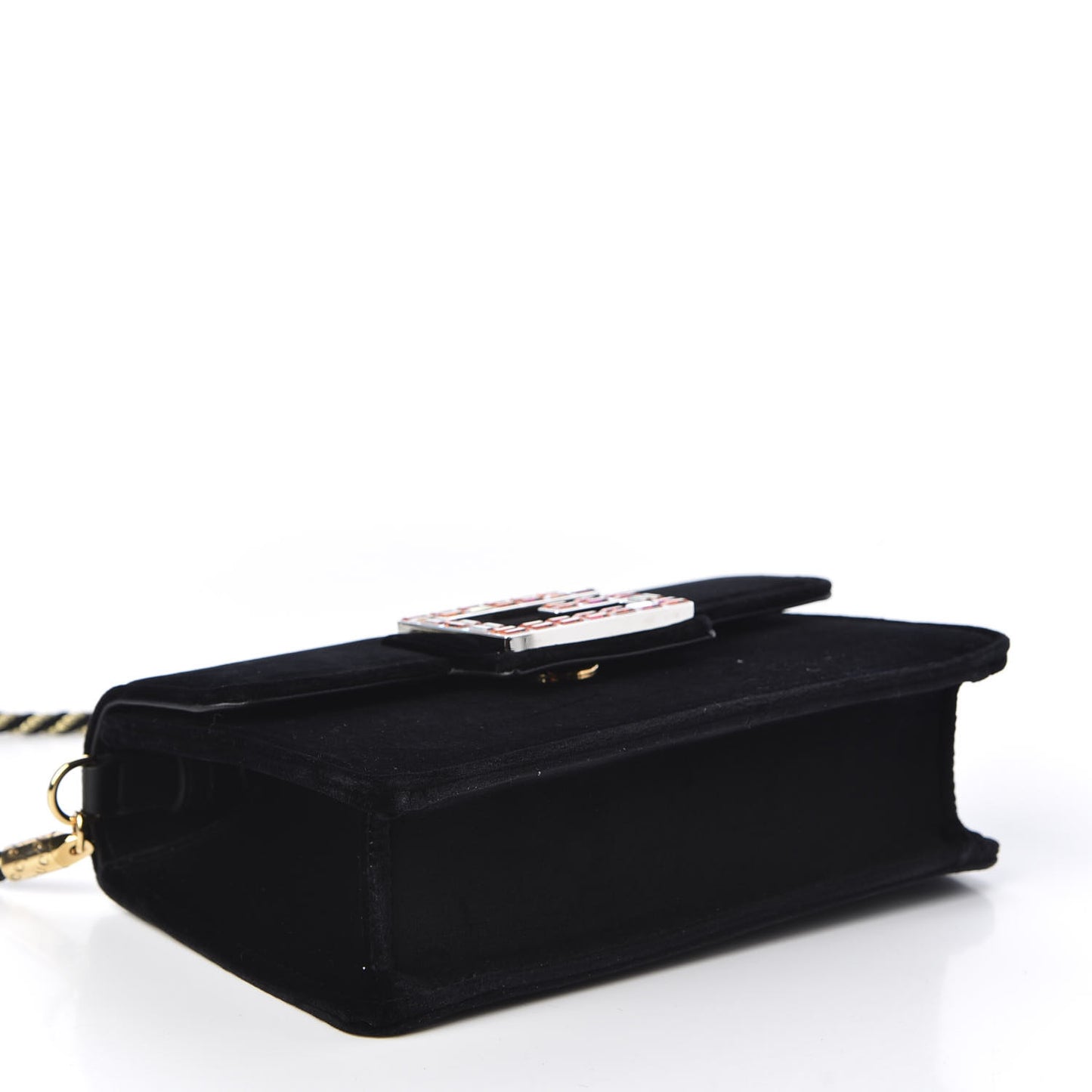 Velvet Crystal Square G Shoulder Bag Black