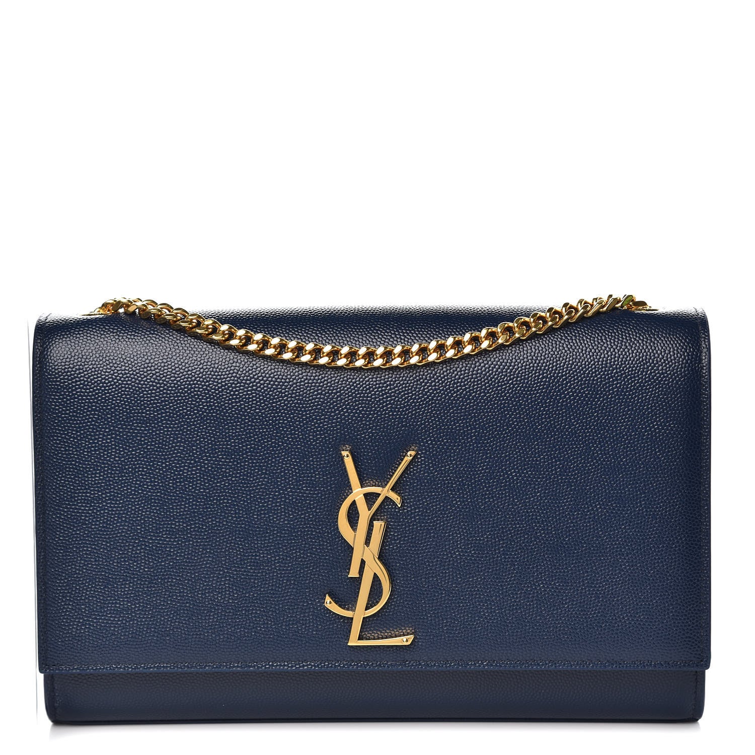 Saint Laurent Grain De Poudre Medium Classic Monogram Kate Satchel Denim Blue 1 of 7