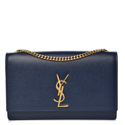 Saint Laurent Grain De Poudre Medium Classic Monogram Kate Satchel Denim Blue 1 of 7