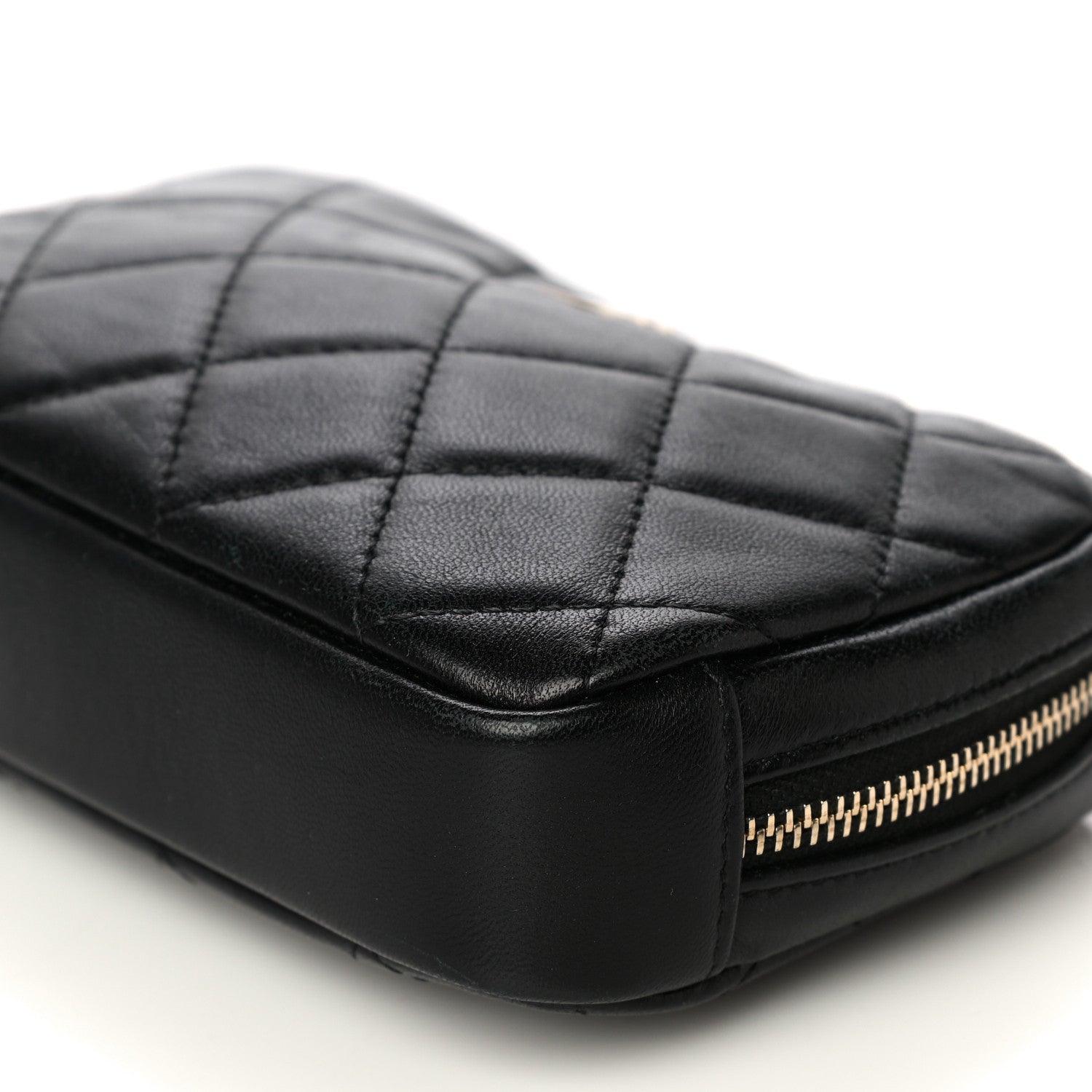 Chanel Lambskin Quilted Small Curvy Pouch Cosmetic Case Black 9 of 13