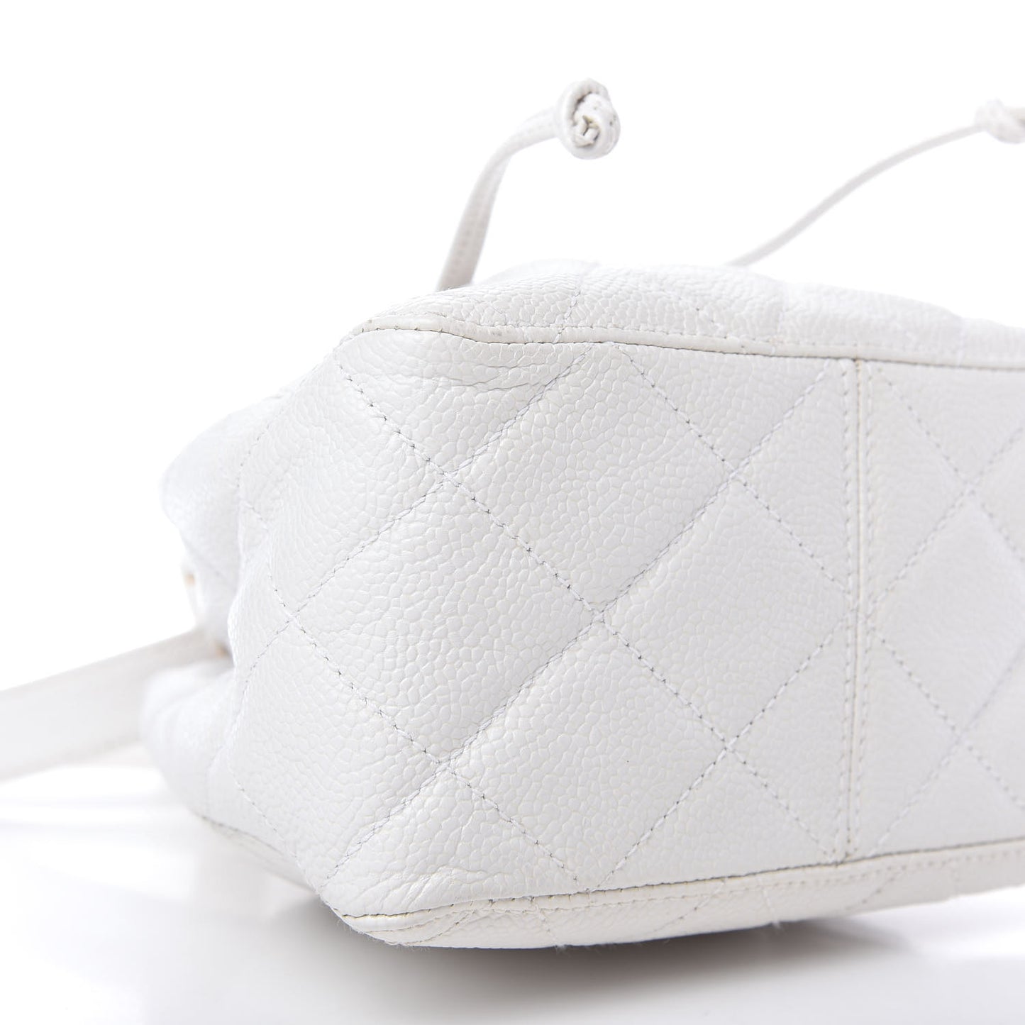Caviar Quilted Drawstring Shoulder Bag White