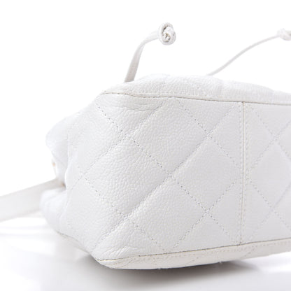 Chanel Caviar Quilted Drawstring Shoulder Bag White 6 of 10