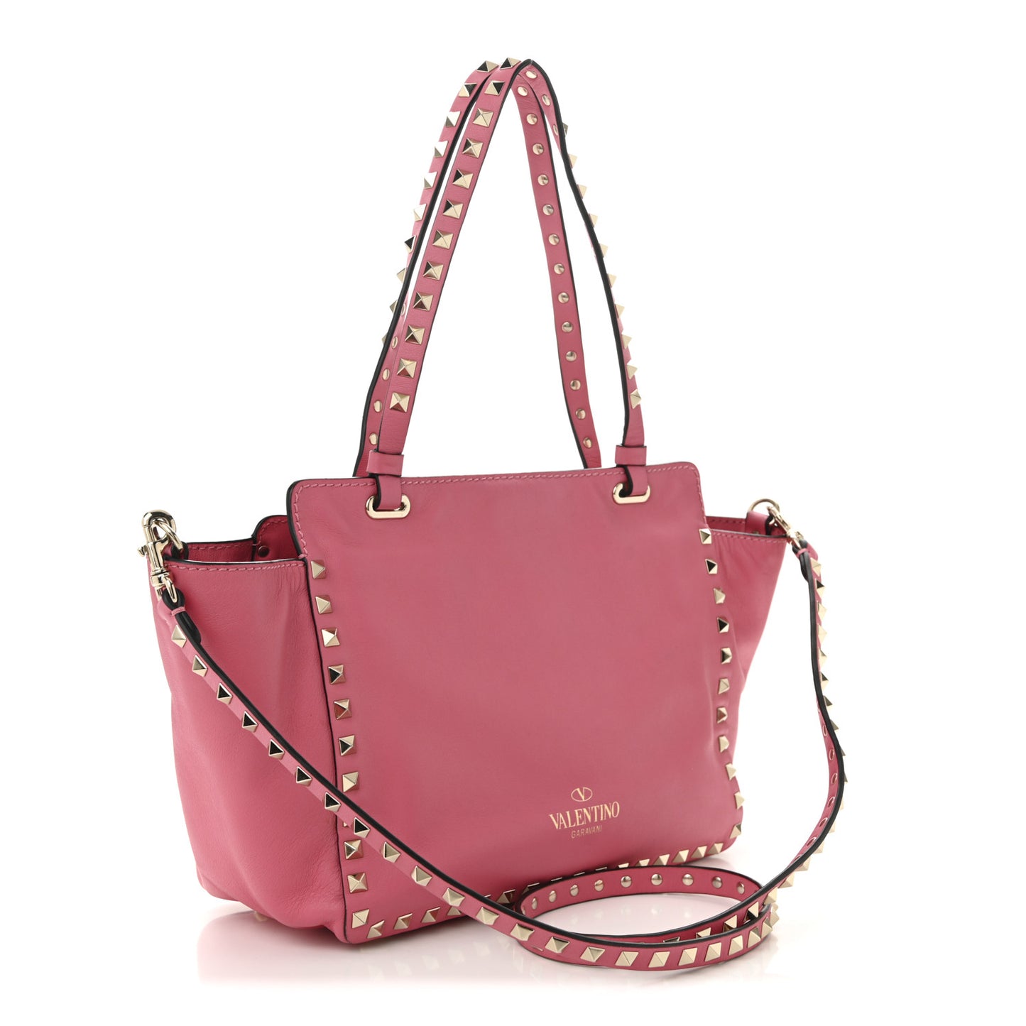Vitello Small Rockstud Tote Fuxia Fluo