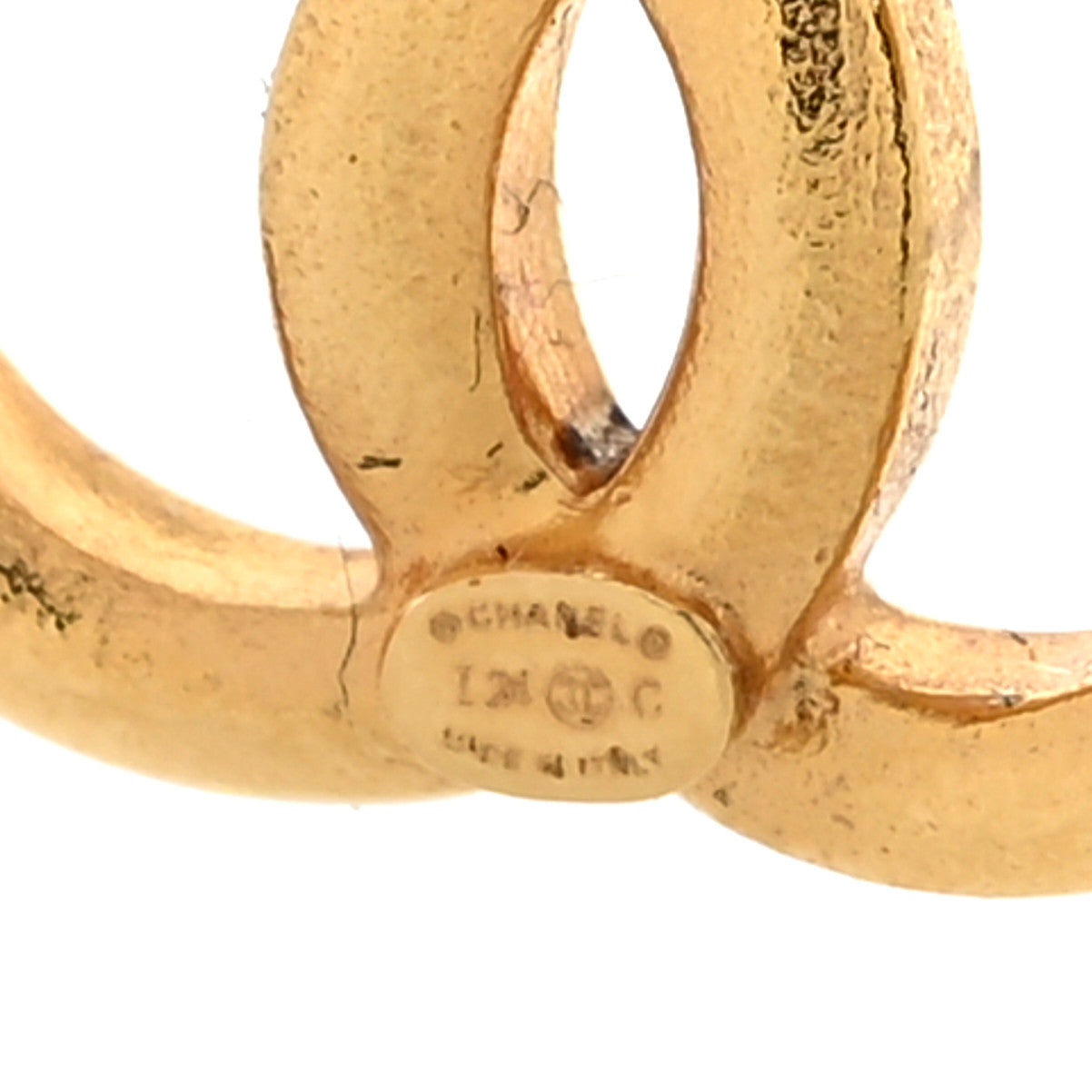 CC Hoop Drop Earrings Gold