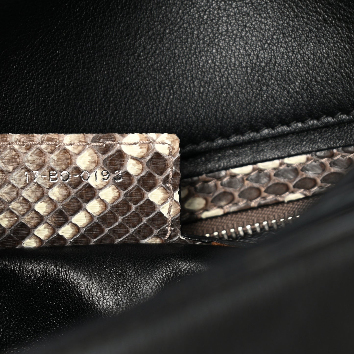 Calfskin Snakeskin Small Diorling Black