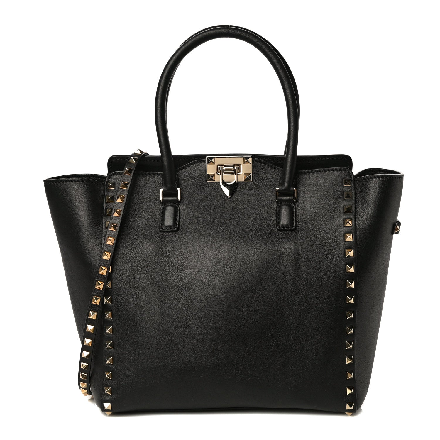 Valentino Garavani Vitello Rockstud Double Handle Tote Black 1 of 13