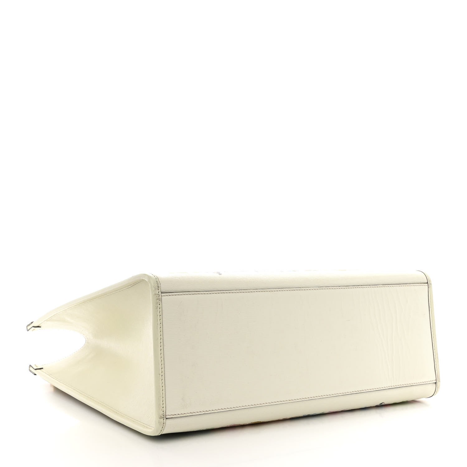 Gucci New Shangai Calfskin Tiger Savanah Textured Calfskin Medium Tote Chalky White Multicolor 4 of 20